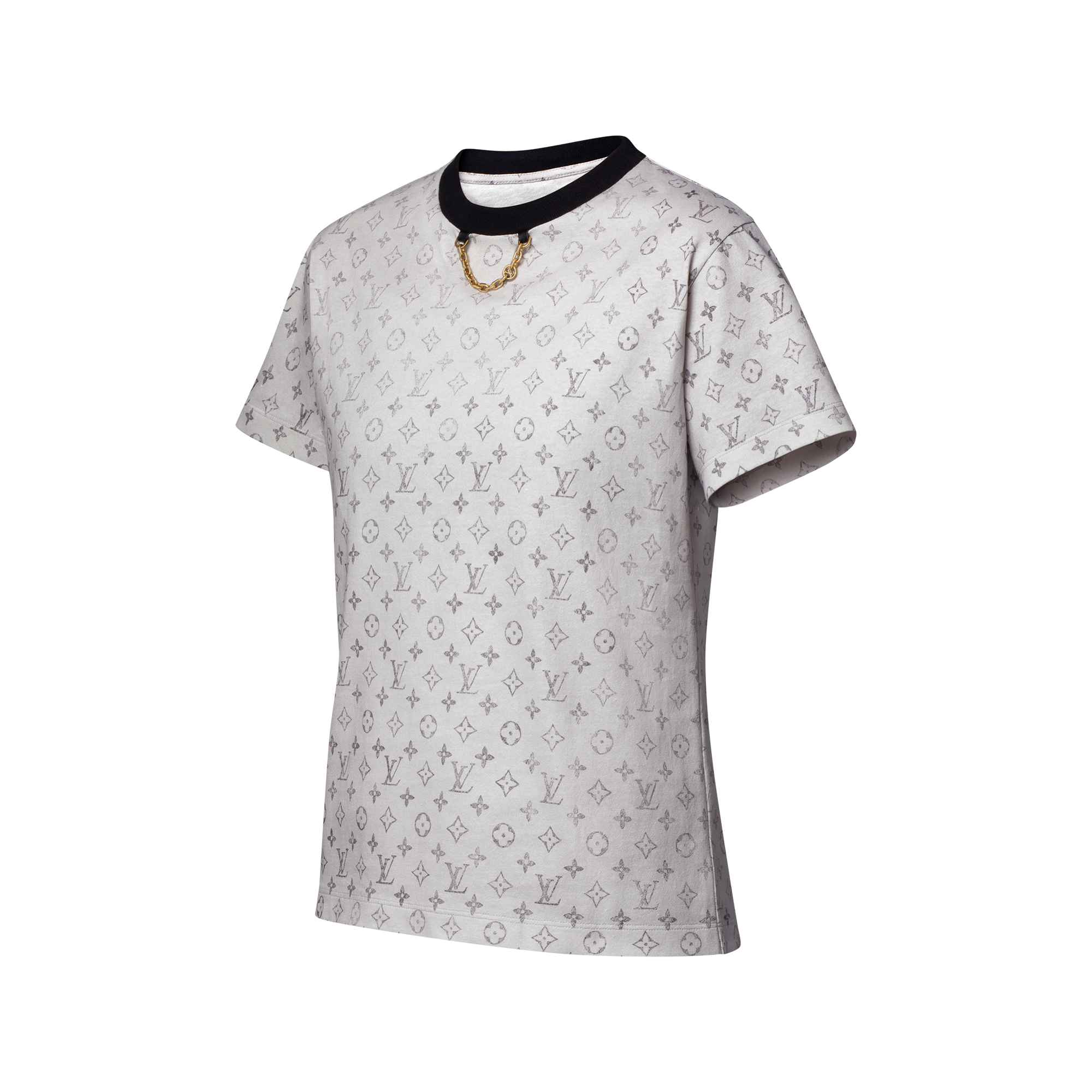 louis vuitton Tシャツ ロゴ プリント モノグラム グレー LOUIS VUITTON T-Shirt Camo Jacquard LV Monogram Tee Cotton Gray